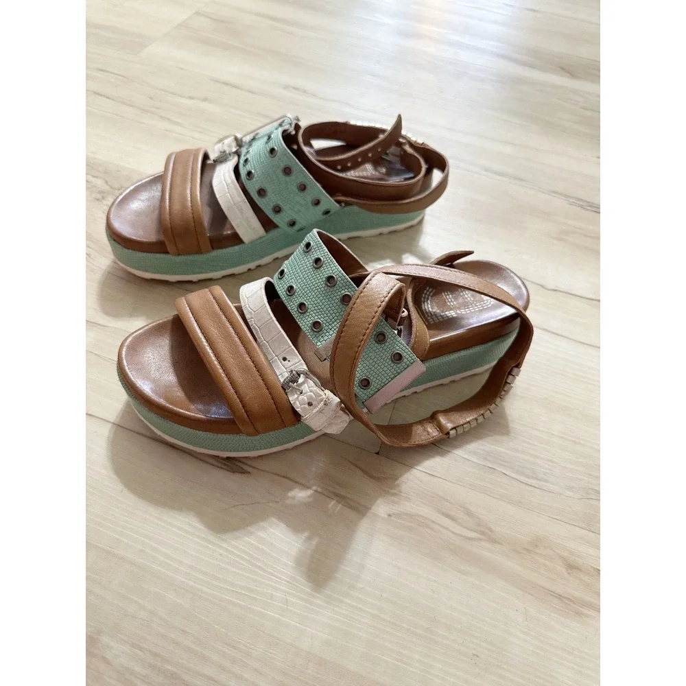MJUS Ankle Strap Leather Platform Sandals Size 39EU/ 9US‎
